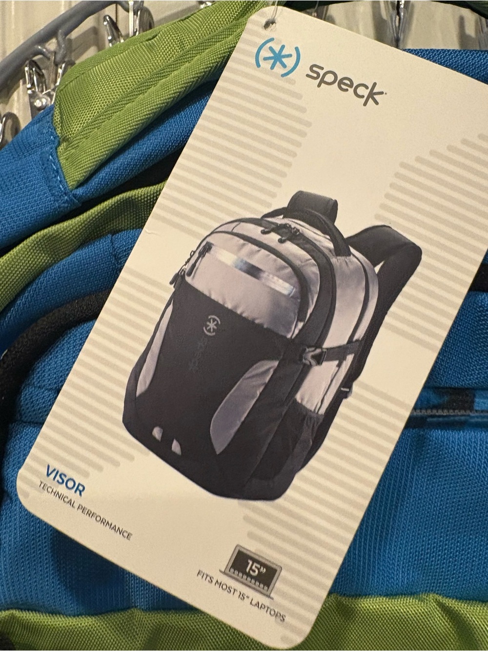 speck Visor Backpack technical performance in Blue and Green